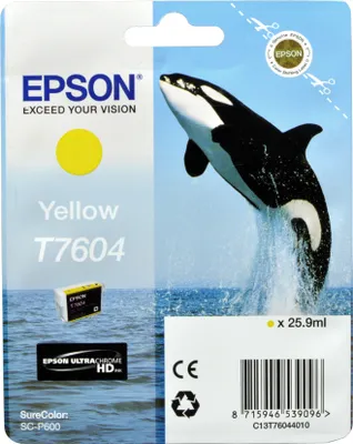 Produktbild von Epson T7604 Gelb, Gelb, Tinte auf Pigmentbasis, 25,9 ml, 1 Stück(e), Einzelpackung