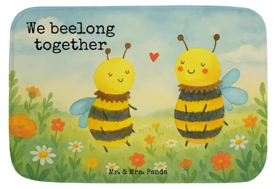 Produktbild von Mr. & Mrs. Panda Badematte Biene Verliebt Design - Weiß - Geschenk, Badteppich, Badezimmer Matte, Badezimmerteppich, Duschvorleger, Badvorleger