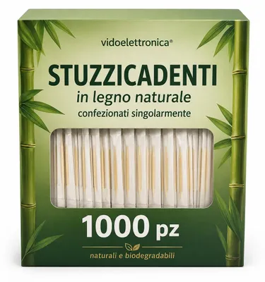 Imagen del producto de Palillos de dientes de bambú, 1000 unidades, biodegradables, para el cuidado bucal
