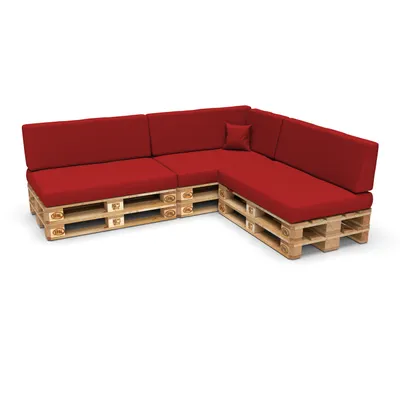 Produktbild von POKAR Palettenkissen Palettenauflagen mit abnehmbarem Bezug Palettensofa, Größe:8er Set, Farbe:Rot