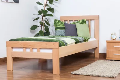 Produktbild von Einzelbett "Easy Premium Line" K8, Buche Vollholz massiv natur - Maße: 90 x 200 cm