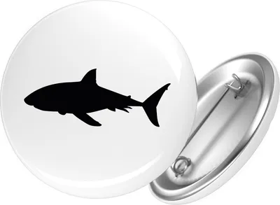 Produktbild von Huuraa Button Hai Silhouette 59mm rund mit Sicherheitsnadel Ansteckbutton Geschenkidee