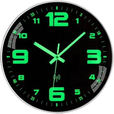Zdjęcie produktu dla Cichy zegar ścienny LED z budzikiem radiowym, 30 cm, kwarcowy, zasilany baterią, czytelny, do sypialni, salonu, biura, szkoły
