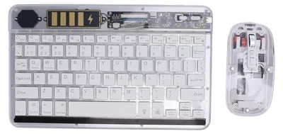 Obrázek produktu pro Klávesnice s bezdrátovou myší BT 5.1 – ultratenká sada s RGB podsvícením a tichým provozem pro Windows, OS X, PC, notebooky a chytré televize – bílá