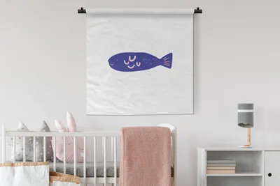 Produktbild von MuchoWow® Wandteppich Wandbehang Fisch - Pastell - Lila 90x90 cm Tapisserie Dekoration Wandtuch - Wandaufhänger