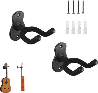 Image de Supports muraux pour guitares, lot de 2. Crochets muraux pour guitares, fixations murales pour guitares, accessoires pour guitares, supports muraux