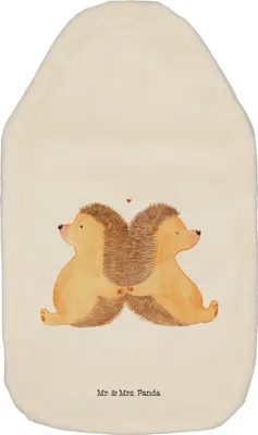 Produktbild von Mr. & Mrs. Panda Wärmflasche Igel händchenhaltend - Weiß - Geschenk, Verknallt, Love, Wärmekissen, Bettflasche, Hochzeit, gummi, glücklich, Freundin, Verliebt