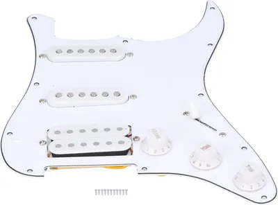 Obrázek produktu pro Pickguard pro elektronické kytary, 11 otvorů, SSH pickguard, zadní deska se šrouby, sada snímačů, bílá barva