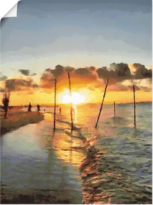 Produktbild von ARTland Poster Fischer bei Sonnenuntergang Größe: 45x60 cm