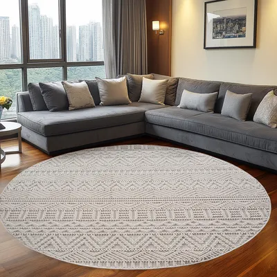 Produktbild von Teppium Teppich Wohnzimmer Bouclé Schlingenflor Skandi Stil Vintage Design Robust Superweich für Schlafzimmer, Grösse: 120 cm Rund