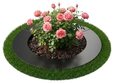Productafbeelding van Relaxdays boomring, grasrand voor bomen en struiken, diameter: 60 cm, plantring voor de tuin, verzinkt staal, antraciet