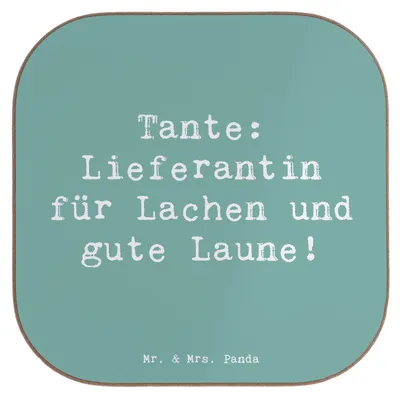Produktbild von Mr. & Mrs. Panda Untersetzer für Gläser Spruch Tante Lieferantin - Meeresbrise - Geschenk, Nichte, Freude, gläseruntersetzer, Tischuntersetzer, Quadratisch, Gute Laune