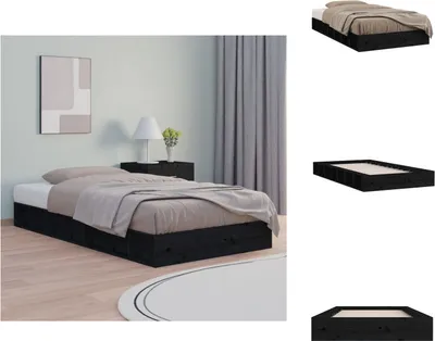Produktbild von vidaXL Massivholzbett Schwarz 75x190 cm -  Betten & Bettgestelle