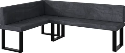 Produktbild von MEBLINI Eckbank für Esszimmer - Küchenbank - Essecke - Sitzecke Küche - TONI - U-Beine 142x196x87cm Links - Dunkelgrau Samt
