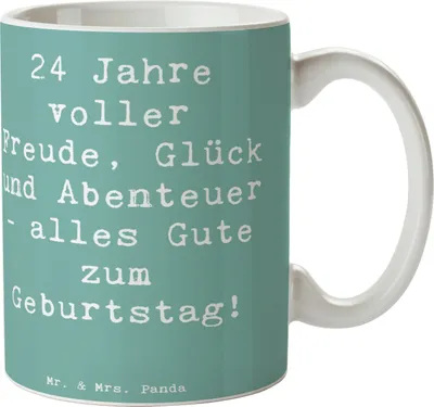 Produktbild von Mr. & Mrs. Panda Becher Spruch 24. Geburtstag - Meeresbrise - Geschenk, Alter, 24 Jahre, Happy Birthday, liebevoll gestaltet, Jubiläum, Freude, Kaffeebecher, Tasse