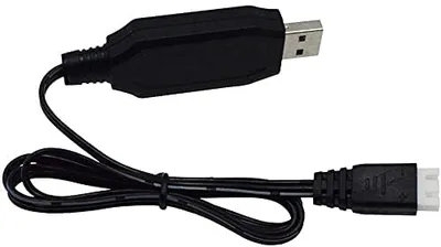 Zdjęcie produktu dla Kabel do ładowania USB 7,4V do dronów | Kompatybilny z SYMA X8C/X8G/Hubsan H501S | Złącze USB, odpowiedni do baterii LiPo, Czarny, Plastik