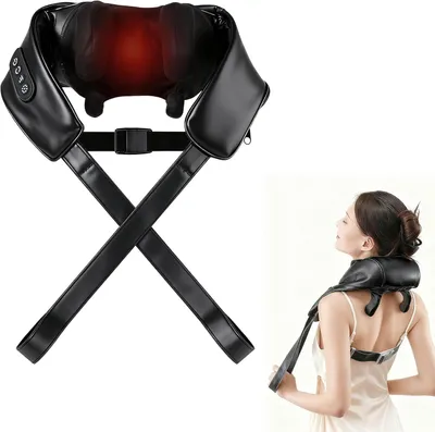 Produktbild von Wärmende Nackenmassagegerät, elektrisches 6D-Nackenmassagegerät, Rücken- und Schultermassagegerät, Geschenk für Damen und Herren