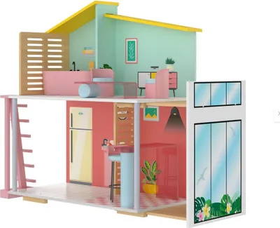 Produktbild von Playtive Holz Fashion Doll Puppenhaus, 8-teilig -