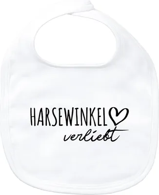 Produktbild von Huuraa Baby Lätzchen Harsewinkel verliebt White Klettverschluss  Baumwolle Latz Geschenkidee