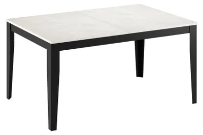 Obrázek produktu pro Velký rozkládací stůl, bílá deska z cementomelaminu, černý kovový rám, rozměry 156/316 x 90 x 76 cm – Moderní jídelní stůl