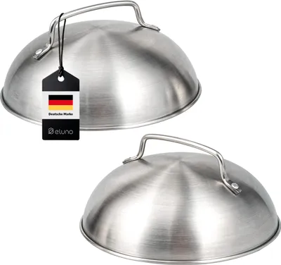 Produktbild von eluno Burgerhaube 2er Set - je 17,5 x 8,5 cm - Grillhaube, Schmelzglocke, Burger-Cover, aus hochwertigem Edelstahl