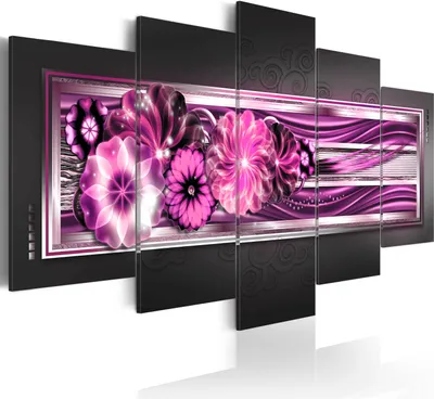 Produktbild von Wandbilder Blumen Abstrakt 100x50 cm 5 tlg – Bilder Wohnzimmer, Moderne Leinwandbilder, Leinwanddruck, Wanddeko Schlafzimmer 020101-212