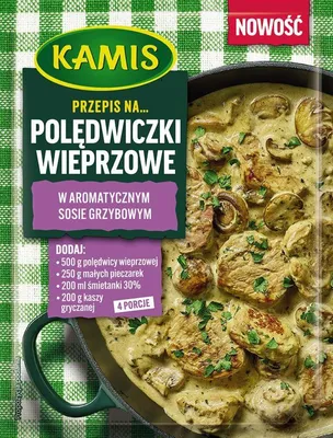 Produktbild von Kamis Würzmischung für Schweinefilet in aromatischer Pilzsauce 30 g