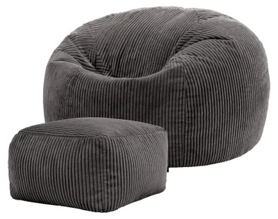 Produktbild von Icon Kingston Sitzsack Cord und Hocker mit Füllung, Grau