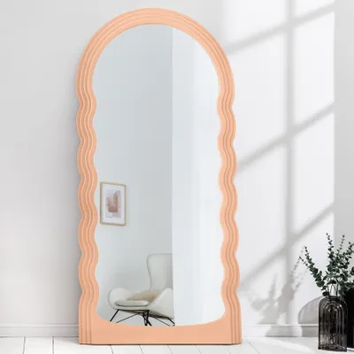 Produktbild von riess-ambiente Design Wandspiegel WAVE 160cm apricot Pastell Rundbogen Spiegel Hängespiegel Dekoration