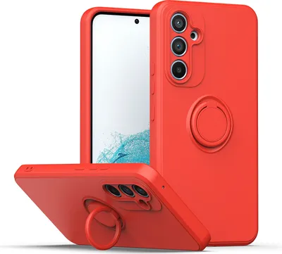 Produktbild von Galaxy A54 Handyhülle, Ring Halter Ständer Kratzfeste Weiche Silikon schutzhülle für Samsung Galaxy A54 Rot