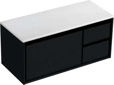 Produktbild von Waschtischunterschrank Sanox Loft BxHxT 101 x 47 cm x 46 cm Frontfarbe schwarz matt mit Waschtischplatte Kunststein weiß