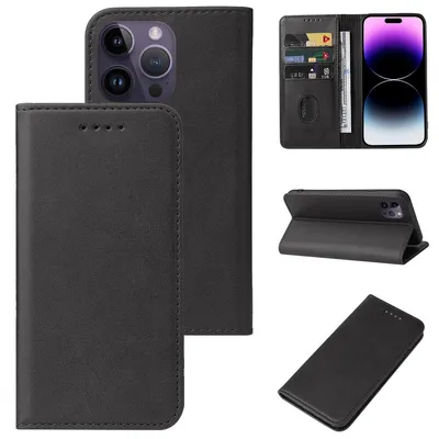 Produktbild von König Design Hülle kompatibel mit Apple iPhone 15 Pro Kunstleder Handyhülle - Handy Case Schwarz