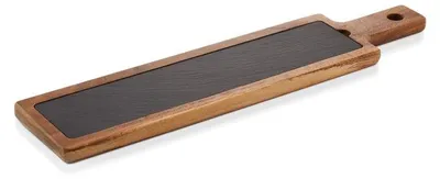 Produktbild von 6x Servierbrett Naturschiefer Akazienholz eckig 53,1 x 12,5 x 1,8 cm