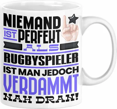 Produktbild von Rugbyspieler Geschenk Tasse Lustige Geschenkidee für Rugbyspieler Geburtstag Kaffee-Becher Niemand Ist Perfekt Aber Als Rugbyspieler Ist Man Nah Dran (Weiß)