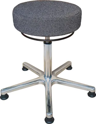Produktbild von Antistatischer Drehhocker Indianapolis mit ESD-Sitz | Sitzhöhe 52-70cm | Ø 61cm | Tragfähigkeit 110kg | Polstersitze | Aluminium-Fußkreuz mit Gleiter | Anthrazit