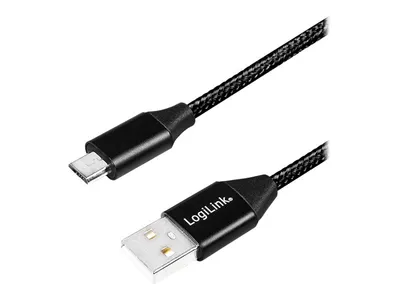 Produktbild von LogiLink CU0144, 1 m, USB A, Micro-USB B, USB 2.0, 0,48 Gbit/s, Schwarz