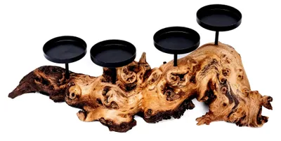 Produktbild von Kerzenständer aus Echtholzwurzel - Individuelles Design für Kerzen mit max. 63mm Durchmesser (ohne Kerzen)
