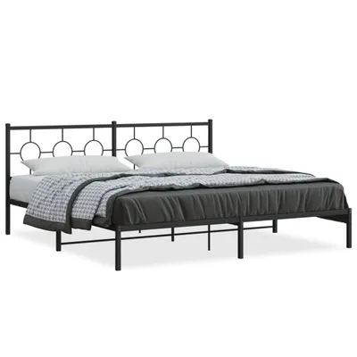 Obrázek produktu pro Postel s čelem kovová černá 200x200 cm