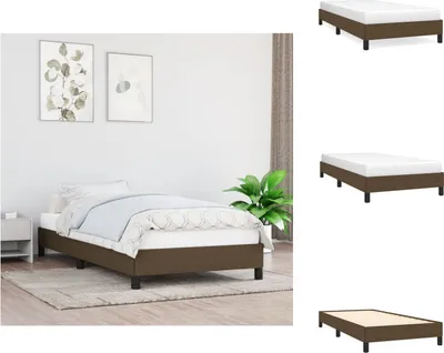 Imagen del producto de Estructura de cama color marrón oscuro, 100x200 cm, tapizada en tela - Camas y estructuras de cama