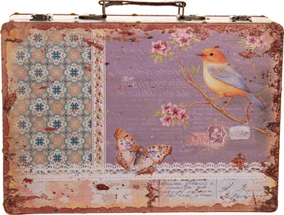 Produktbild von Truhe Kiste KD1290 Vogel Koffer Kofferset Holztruhe mit Kunstleder Schatzkiste, Größe:Größe XL Blau (36cm B x 25cm T x 12cm H )