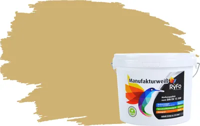 Produktbild von RyFo Colors Bunte Wandfarbe Manufakturweiß Sandgelb 3l - weitere Grau Farbtöne und Größen erhältlich, Deckkraft Klasse 1, Nassabrieb Klasse 1