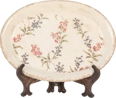 Immagine prodotto di Piattino Clayre & Eef 25x18x3 cm Fiori in Vetroceramica rosa beige