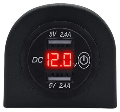 Produktbild von ProRide 12V USB-Steckdose 2 Anschlüsse Aufbau mit Schalter/Voltmeter, Rot