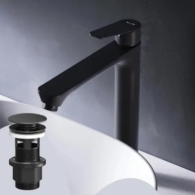 Produktbild von Waschtischarmatur Hoch mit mit Pop-Up Ablaufventil Waschbecken Armatur Einhebelmischer Badarmatur Mischbatterie für Badezimmer Aufsatzwaschbecken