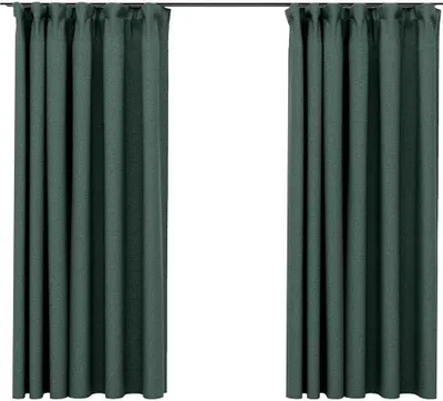 Obrázek produktu pro vidaXL Zatemňovací závěsy háčky vzhled lnu 2 ks. Zelené 140x175 cm
