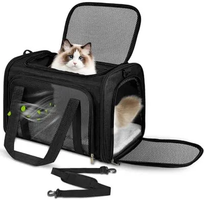 Produktbild von Transporttas für Katzen und Hunde – Tragetasche für Haustiere – Reisen mit Haustieren – Faltbares Design – 45 x 30 x 30 cm