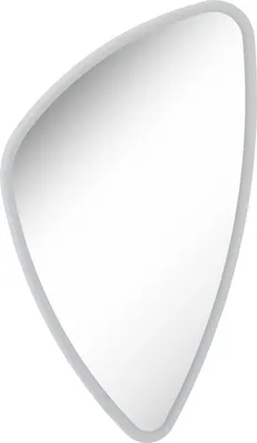 A mirror with a light gray frame.