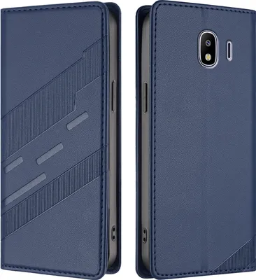 Produktbild von Hülle für Samsung Galaxy J4 2018, Kunstleder Brieftaschen Handyhülle mit Kartenfach und Standfunktion Blau
