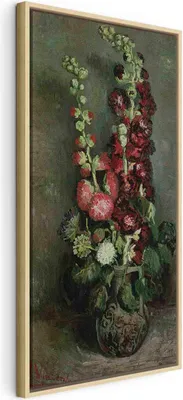 Produktbild von Italienischer Leinwand Leinwandbild - Vase of Hollyhocks (Vincent Van Gogh) 40x80 cm Reproduktionen l-E-12116-b-a
