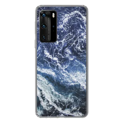 Produktbild von MuchoWow® Handyhülle Schutzhülle Hülle für Huawei P40 Pro Naturstein - Blau - Weiß Silikon Softcase Handy Hülle - Schutz